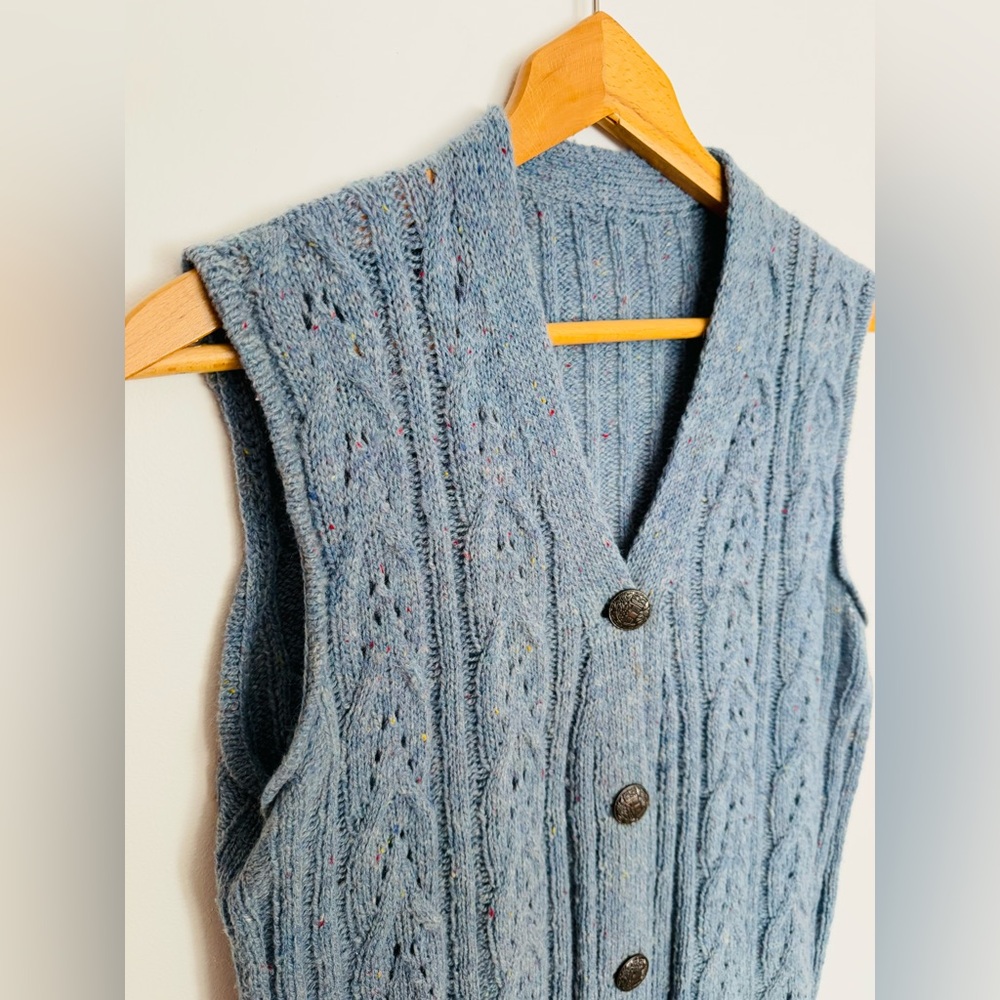 Vintage Blue Sweater Vest Button Up